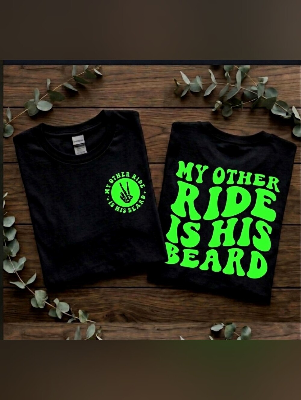 Funny shirt my other ride is his beard humor retro popular trendy Motorcycle